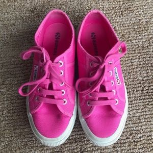 Superga Neon Pink Canvas Classic Sneakers